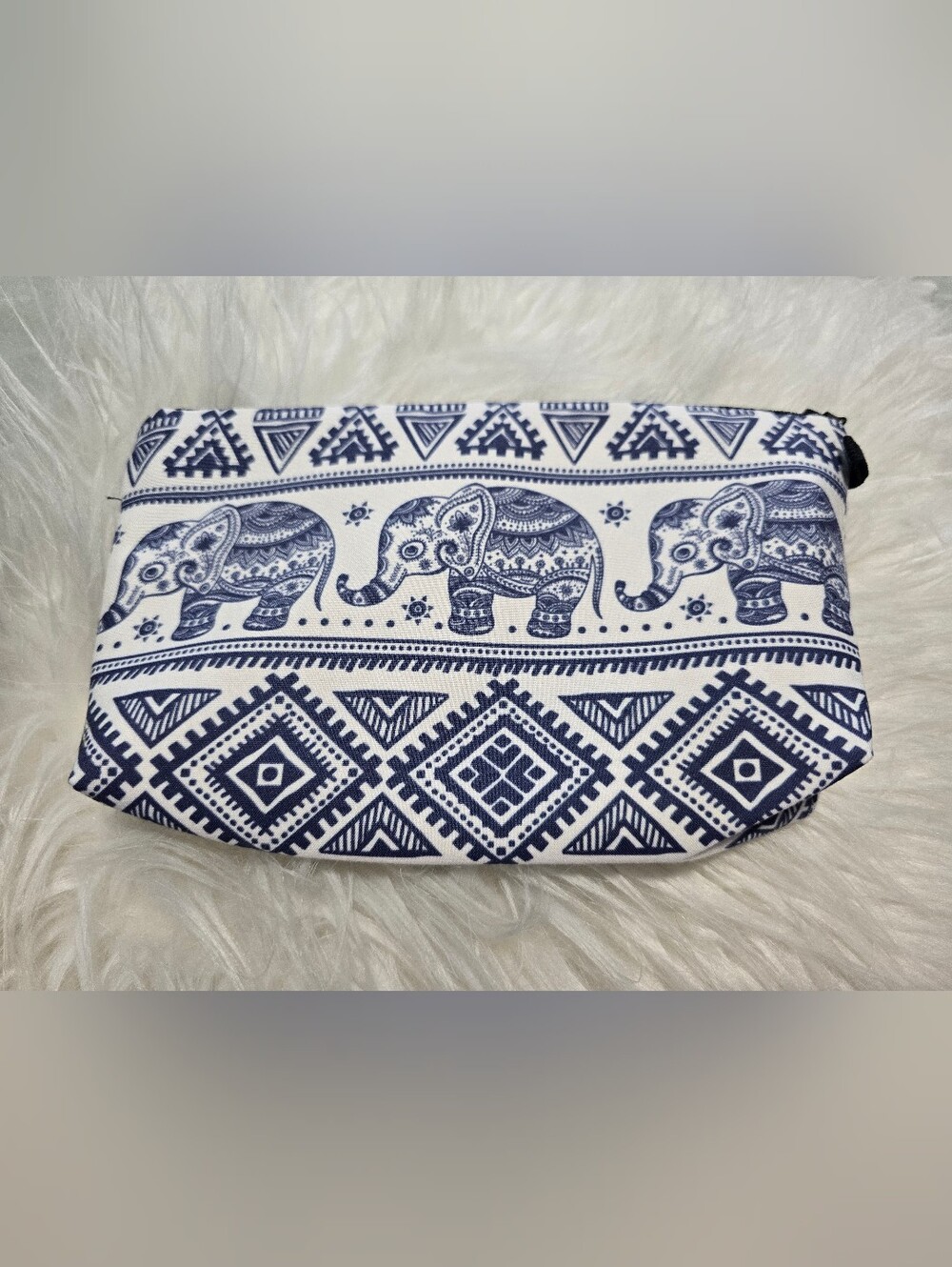 🐘💙NWT Elephant & Geometric Canvas Makeup Cosmetic Bag Pouch💙🐘